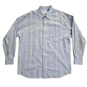 Enyce Clothing Company Button-Up Shirt Men's XL Blue Paisley Y2K Long Sleeve